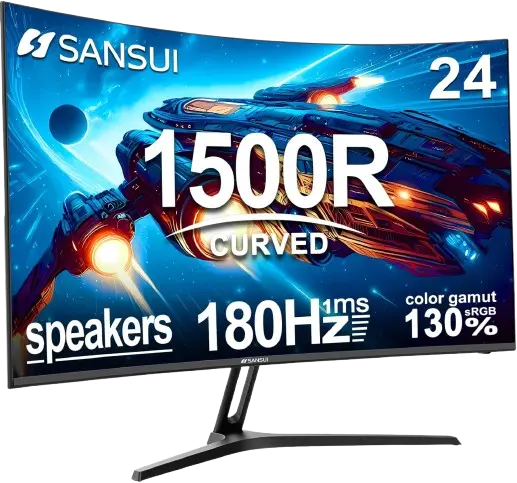 SANSUI 24 Inch Curved Gaming Monitor 180Hz