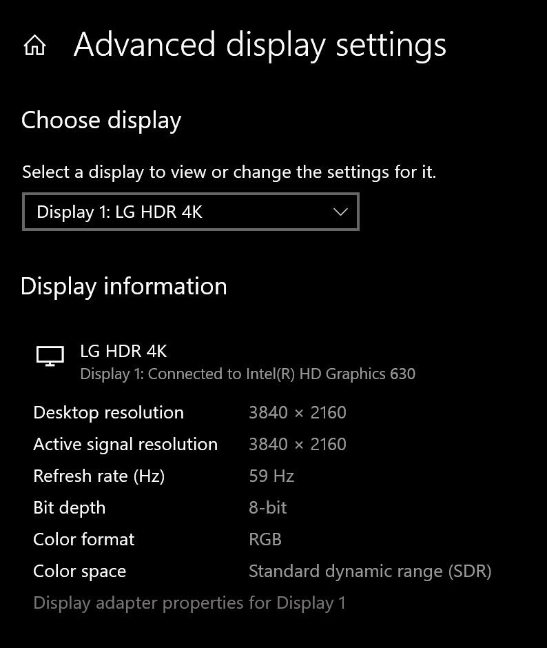 DisplayPort Configure Display Settings